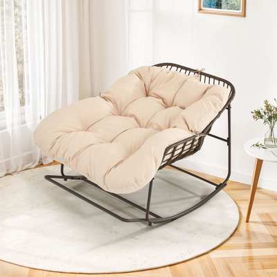Papasan Uforic Oversized Papasan Rocking Chair Beige