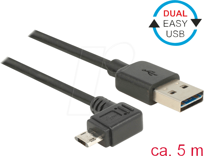 DeLock Easy USB 2.0 USB Cable 5 m Sort