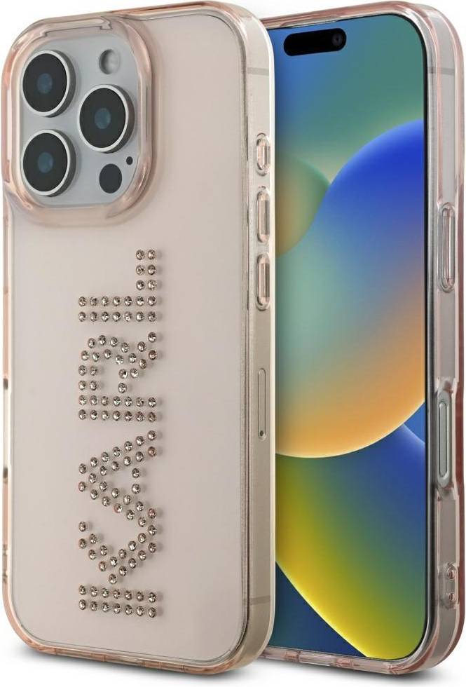 Karl Lagerfeld iPhone 16 Pro Max Rhinestone Mobilskal Rosa