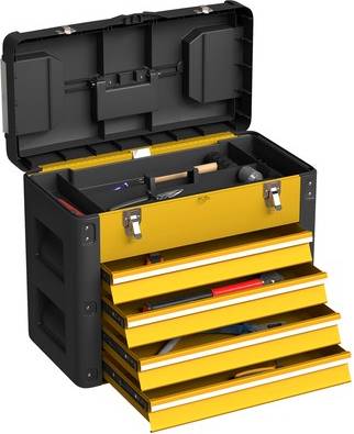 Tool box with drawers Homcom 4 Drawers Large Steel Tool Box Yellow