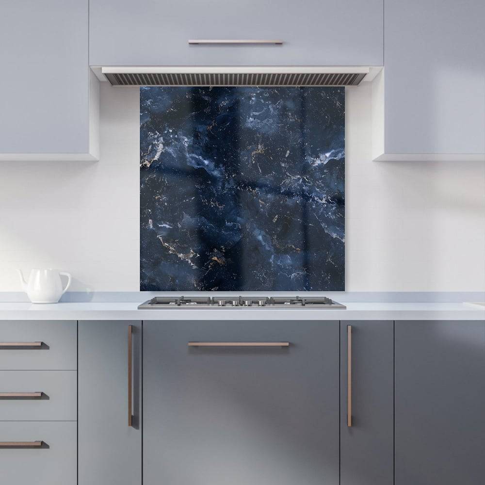 Warren Reed Navy Blue Quartz Effect Glass Kitchen Splashback 60 x 60 cm Splash Guard