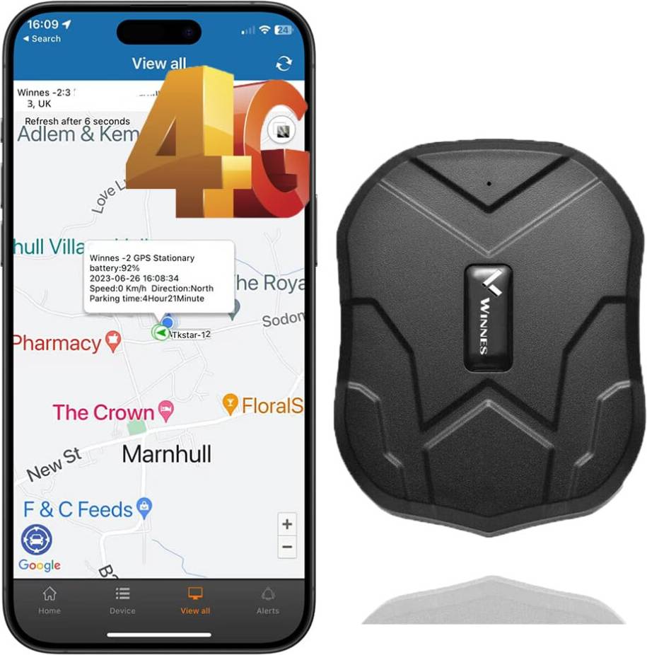 Winnes GPS Tracker 4G Wireless Android iOS