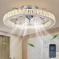 Garwarm LED Dimmable Semi Flush Mount Ceiling Fan