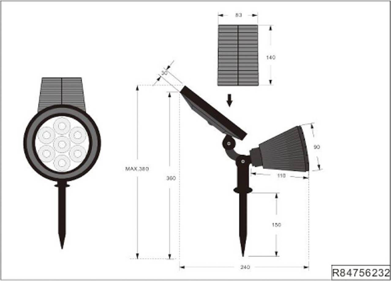 Spot LED Solaire Noir Mat RVB