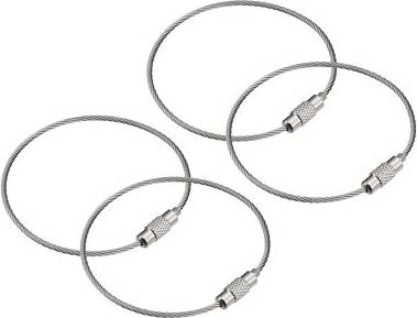 Uxcell Cable Key Rings 6-Inch Wire Keychain Twist Loops - Silver