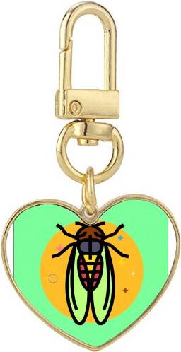 DIYthinker Fly Insect Mosquito Bug Winged Drawing Gold Heart Keychain