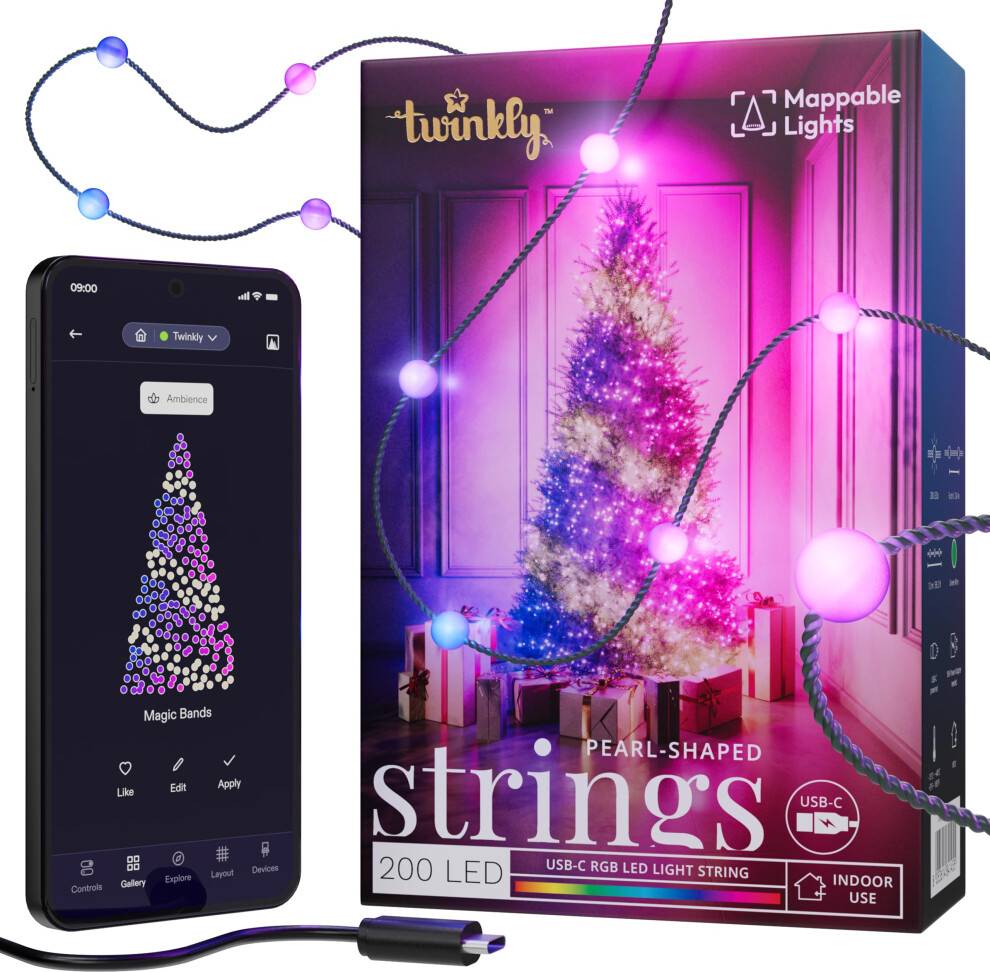 Twinkly lights Twinkly USB-C Pearls 200 LED RGB Multicolor LED String Light