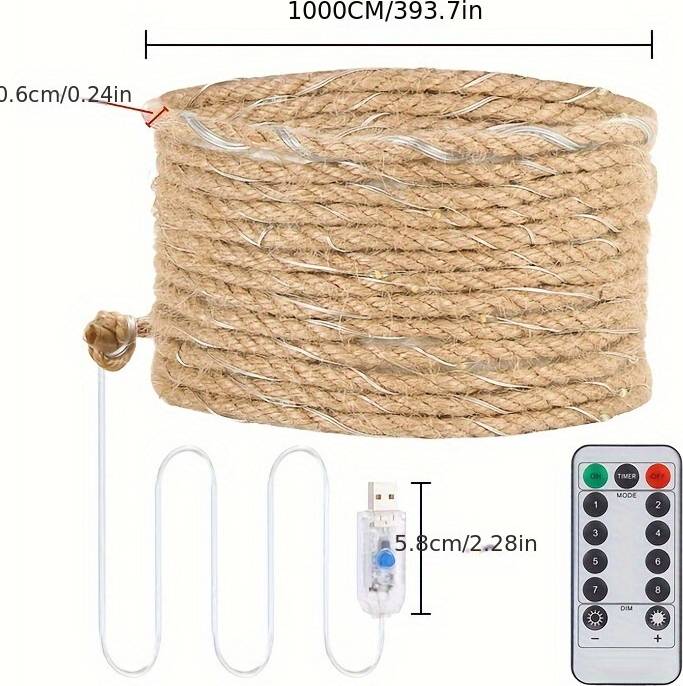 XYLFLY USB Remote Control Hemp Rope 10m String Light