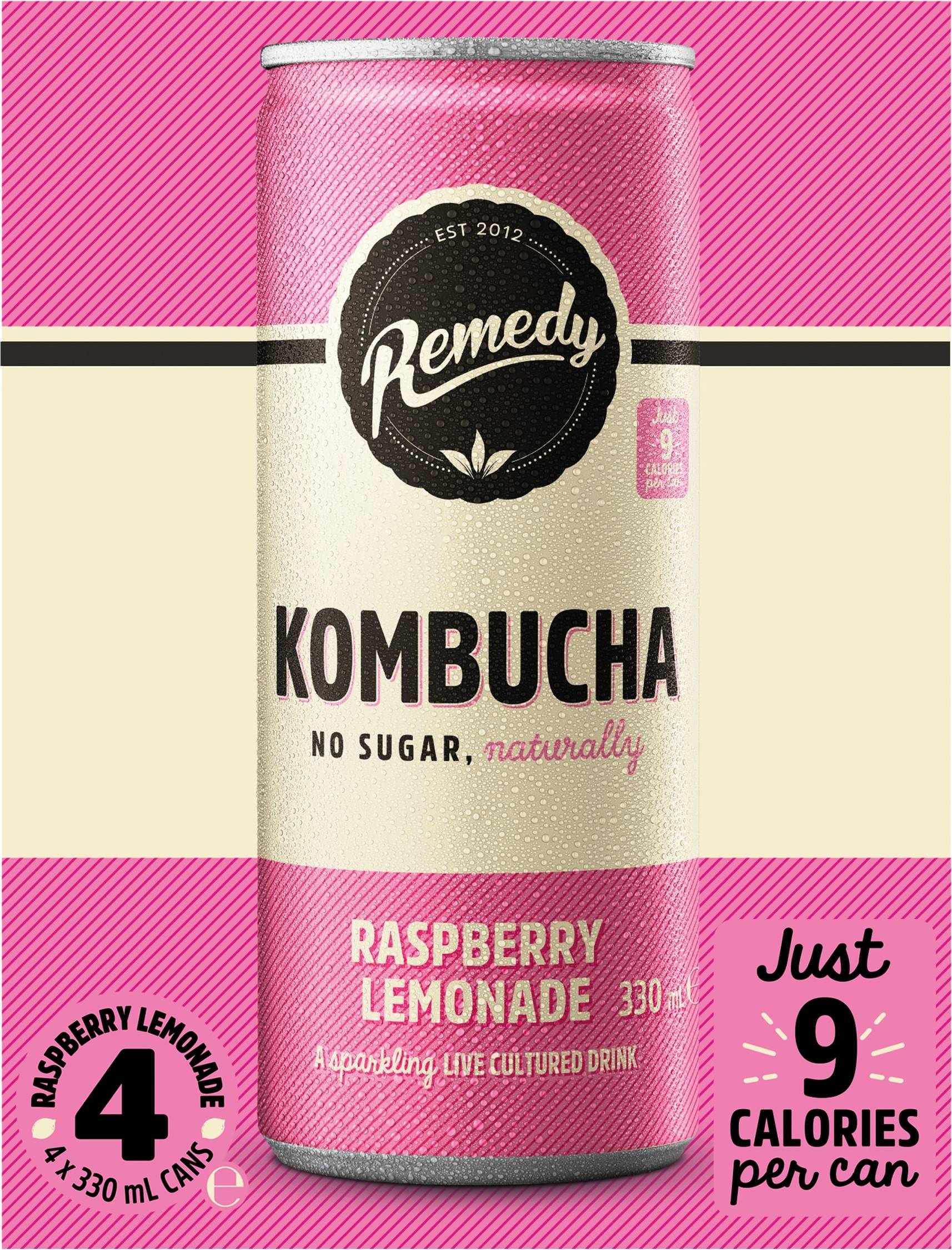 Raspberry 4 Remedy Kombucha Raspberry Lemonade 4 x 330ml