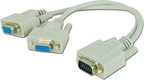 To 2 Way VGA SVGA Monitor Splitter Cable