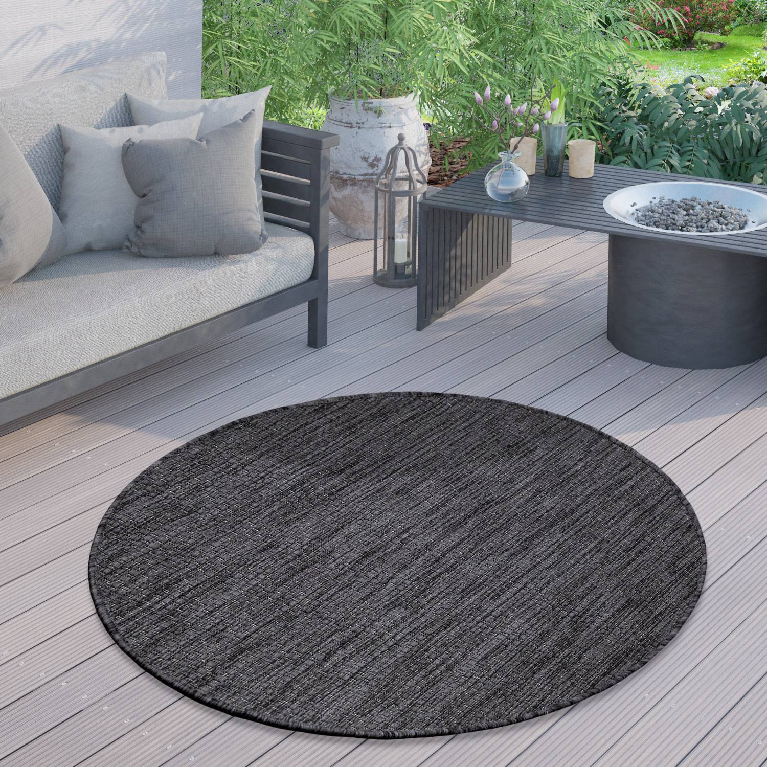Outdoor teppich rund Paco Home In Outdoor Teppich Flachgewebe 80 cm Rund