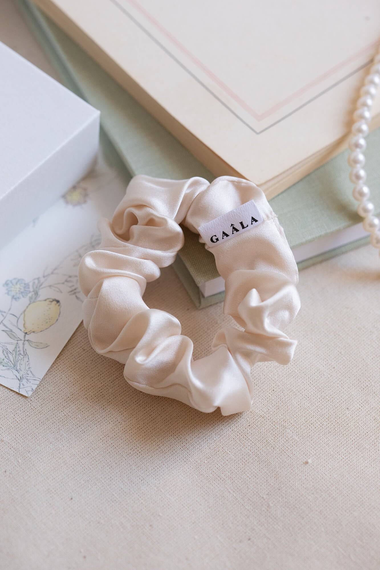 Zoe Silk Scrunchie Cream In Stock