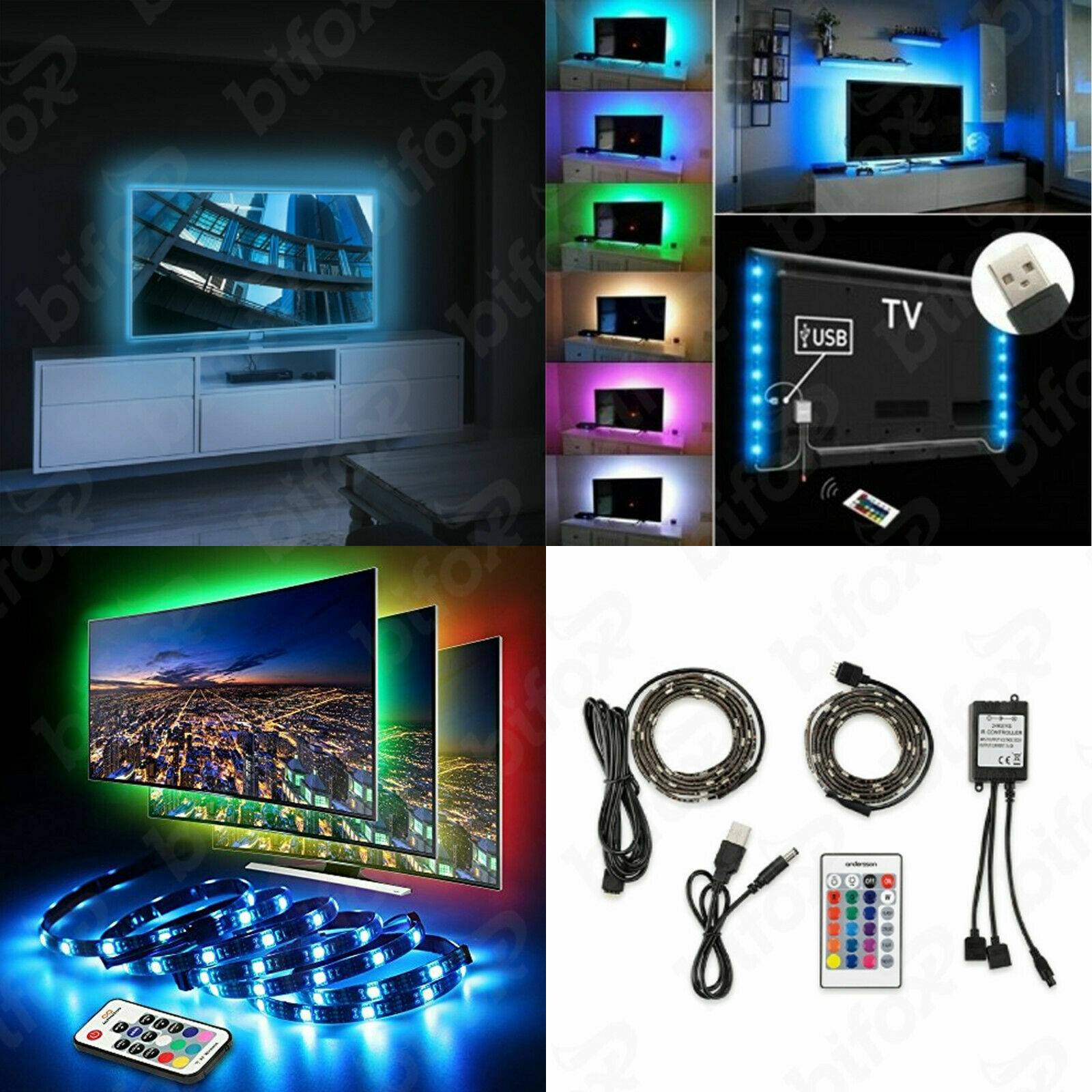 Kit Strip Led Rgb Usb 5v 2x0.60 cm