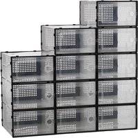 Storage boxes for shelves H&O Direct 12 Pack Plastic Stackable Storage Boxes Shoe Rack 12pcs