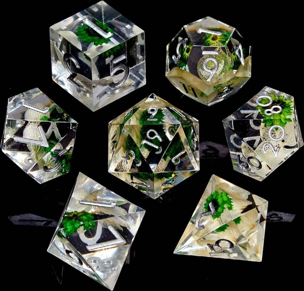 7pcs Sharp Edge Resin Polyhedral Dice Set