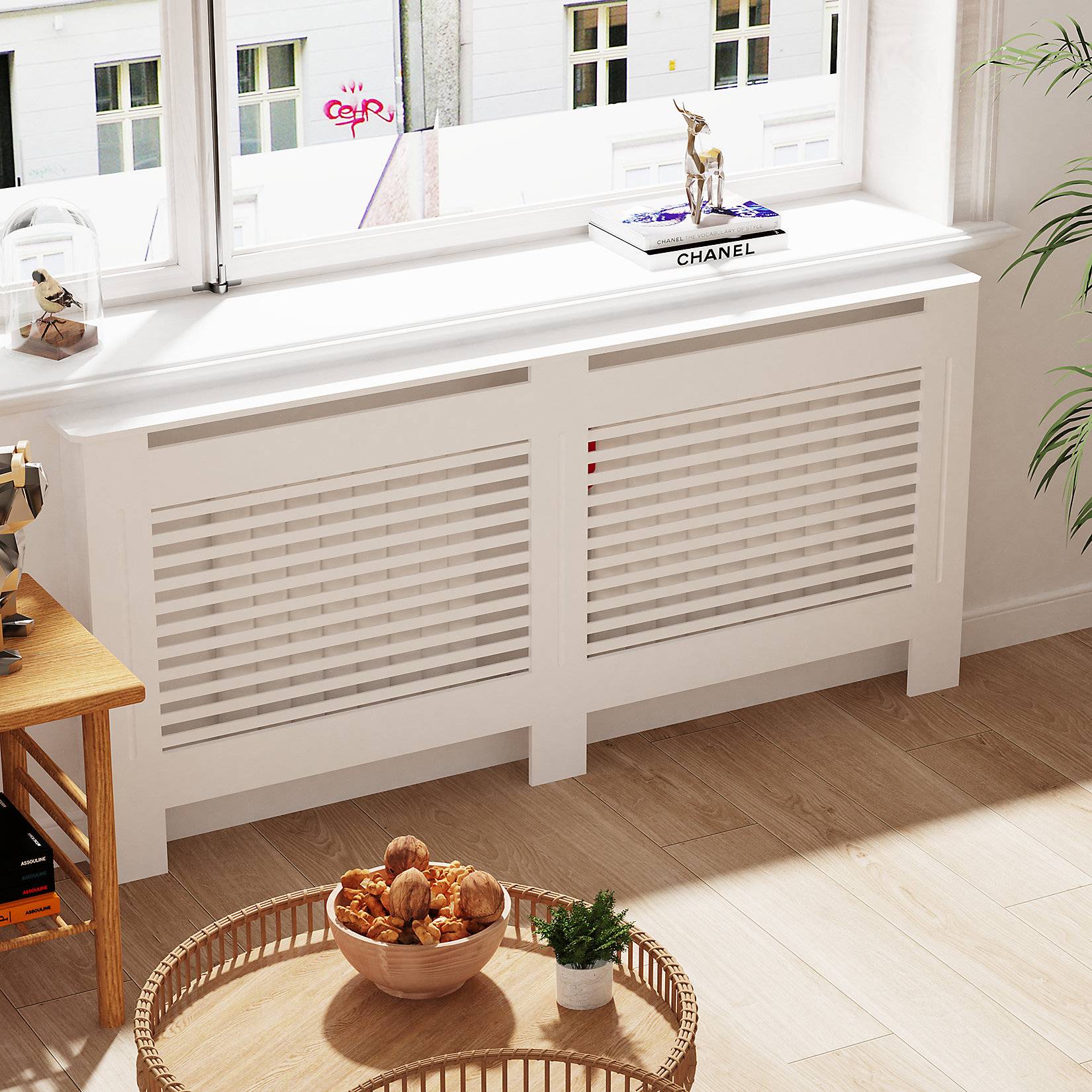 Unho Horizontal Radiator Cover Grill Shelf 100cmH