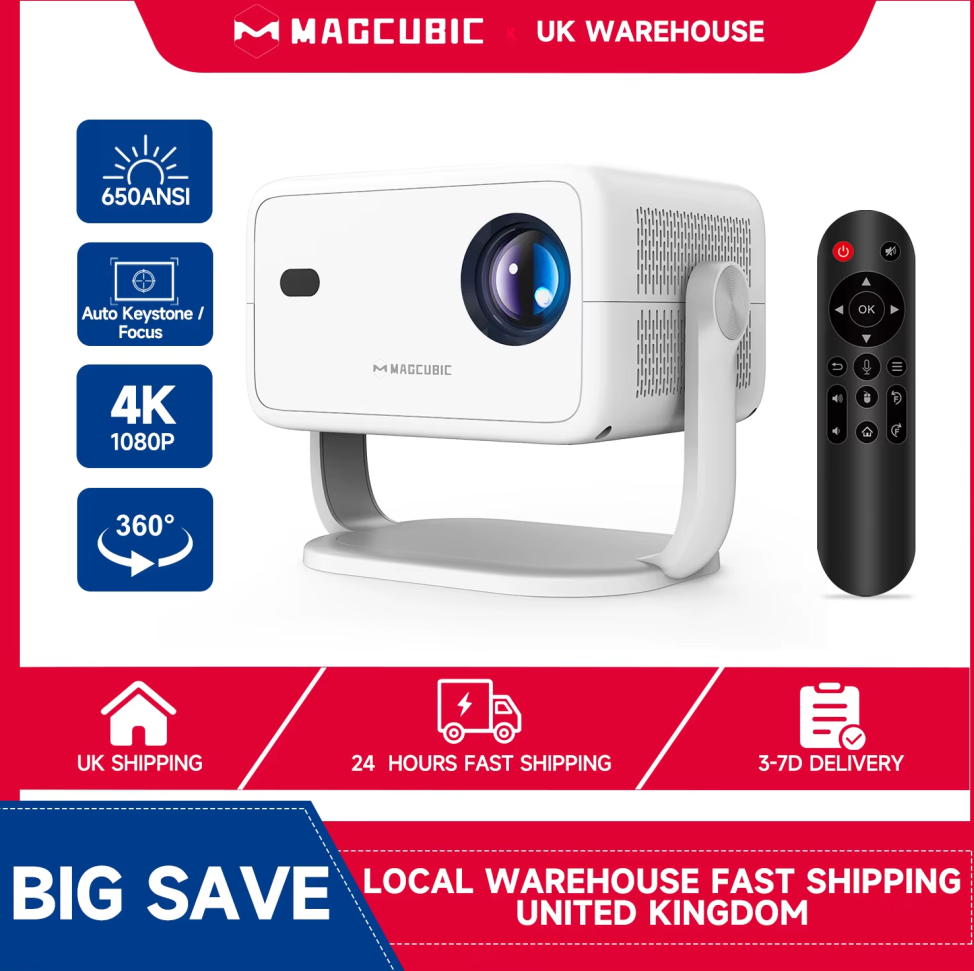 4K Android Projector 650ANSI Auto Focus Keystone 1080P