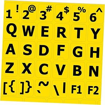Large Lettering Keyboard Sticker Yellow