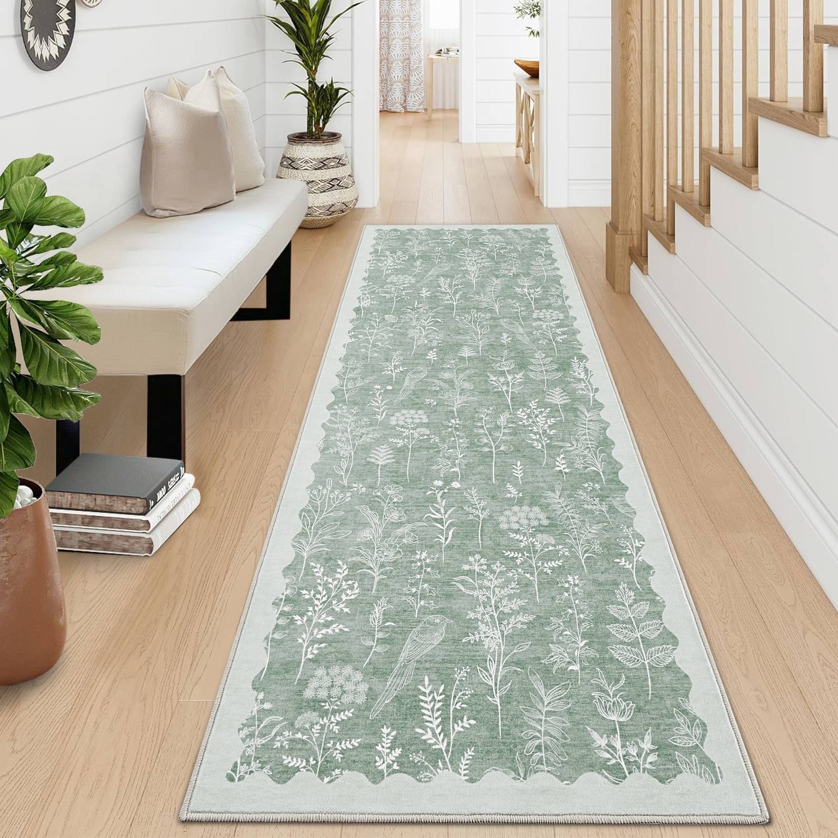 Garvee Indoor Modern Plant Bird Pattern Rug 72x72"