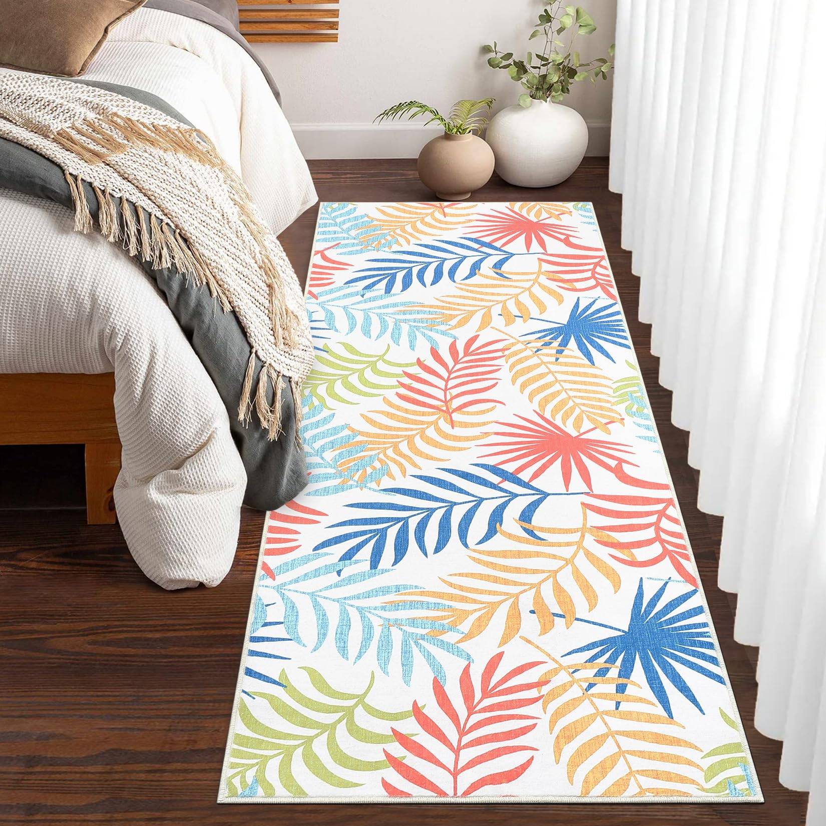 Washable rugs Garvee Washable Rugs 2x6 Boho Rug Multicolor
