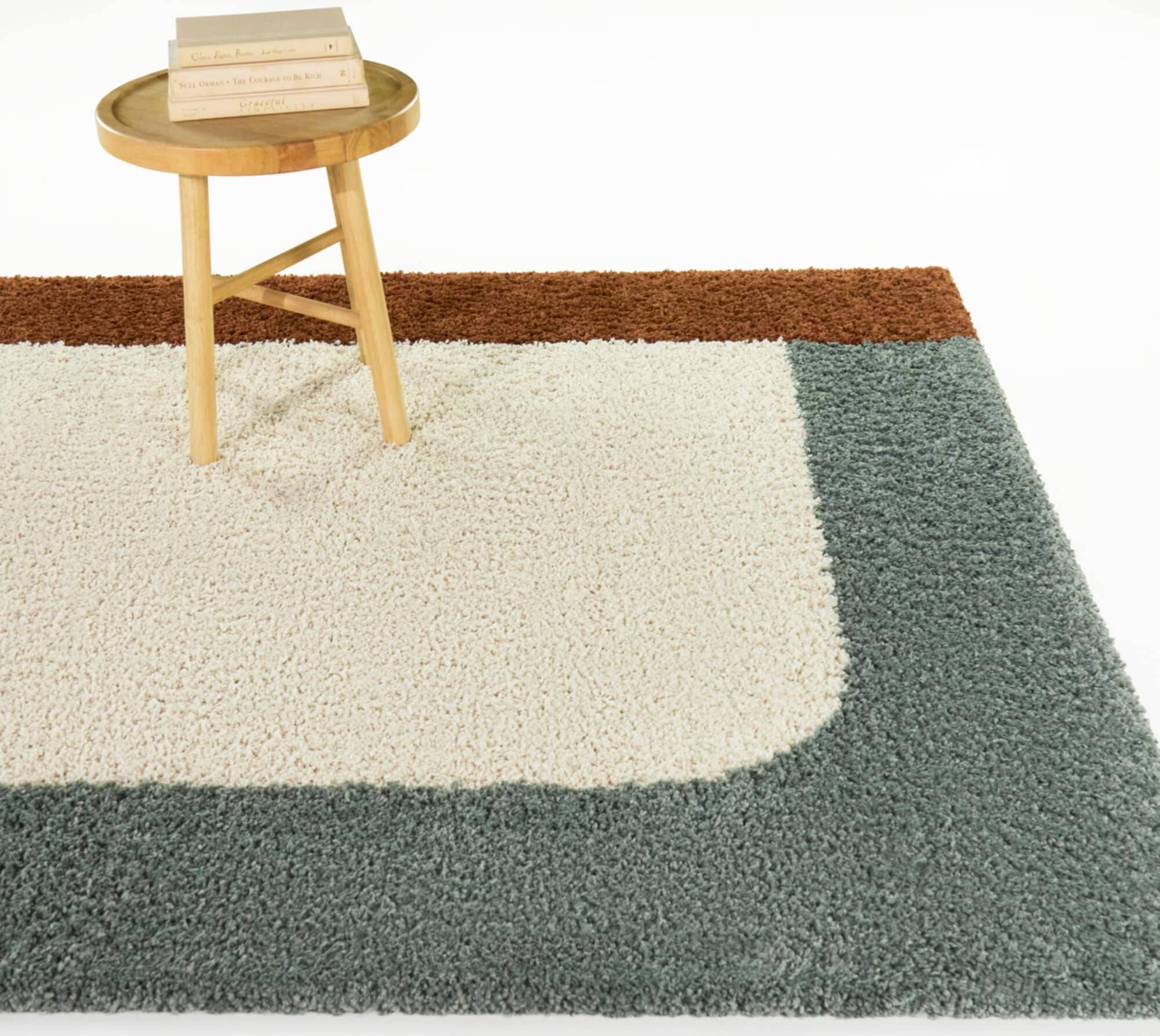 Balta Rugs Leucon Assymetrical Border Area Rug Blue