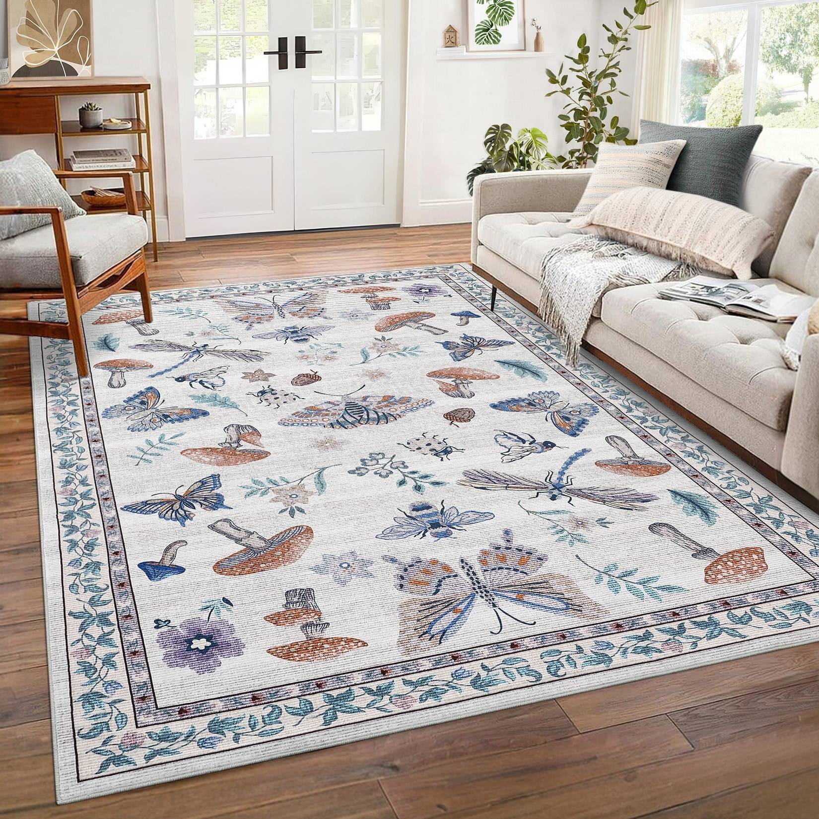 Garvee Modern Insect Mushroom Pattern Rug