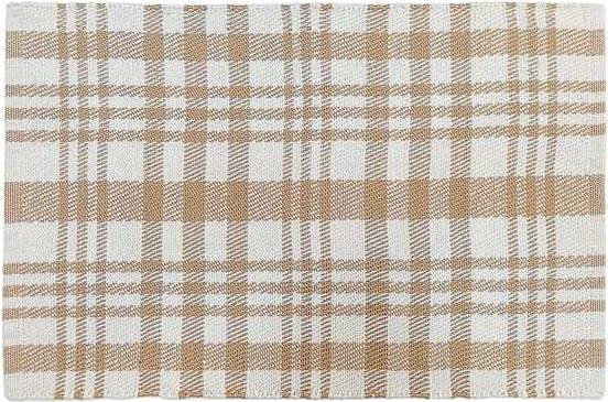 At Home Neutral Plaid Layering Mat Polyester
