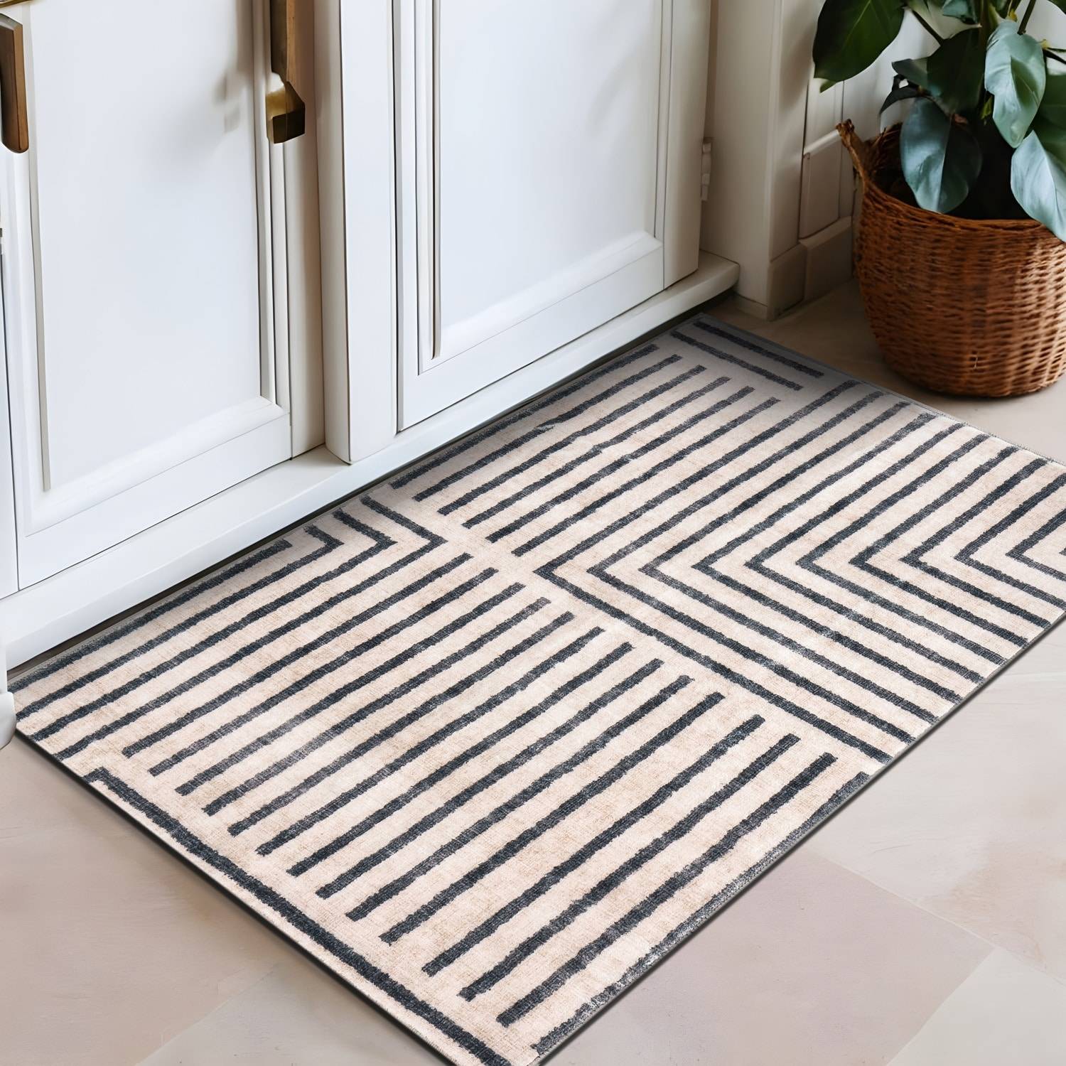 World Rug Gallery Distressed Bohemian Stripes