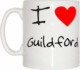 TeeTreeDesigns I Love Heart Guildford Cup & Mug