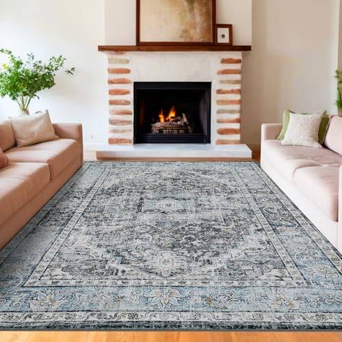 Machine washable area rugs Garvee Machine Washable 9x12 Area Rugs Gray