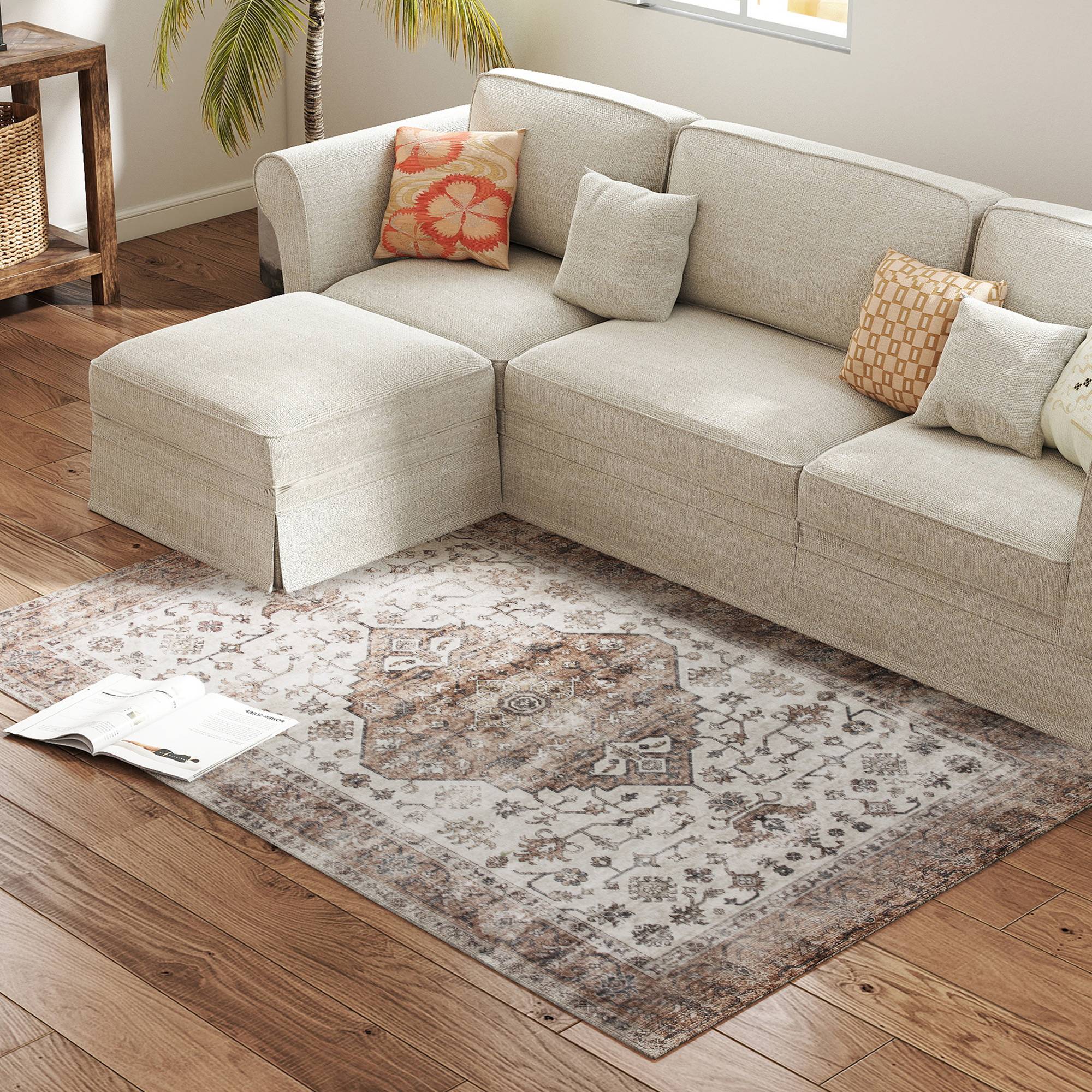 Homcom 4x6 Vintage Non-Slip Area Rug