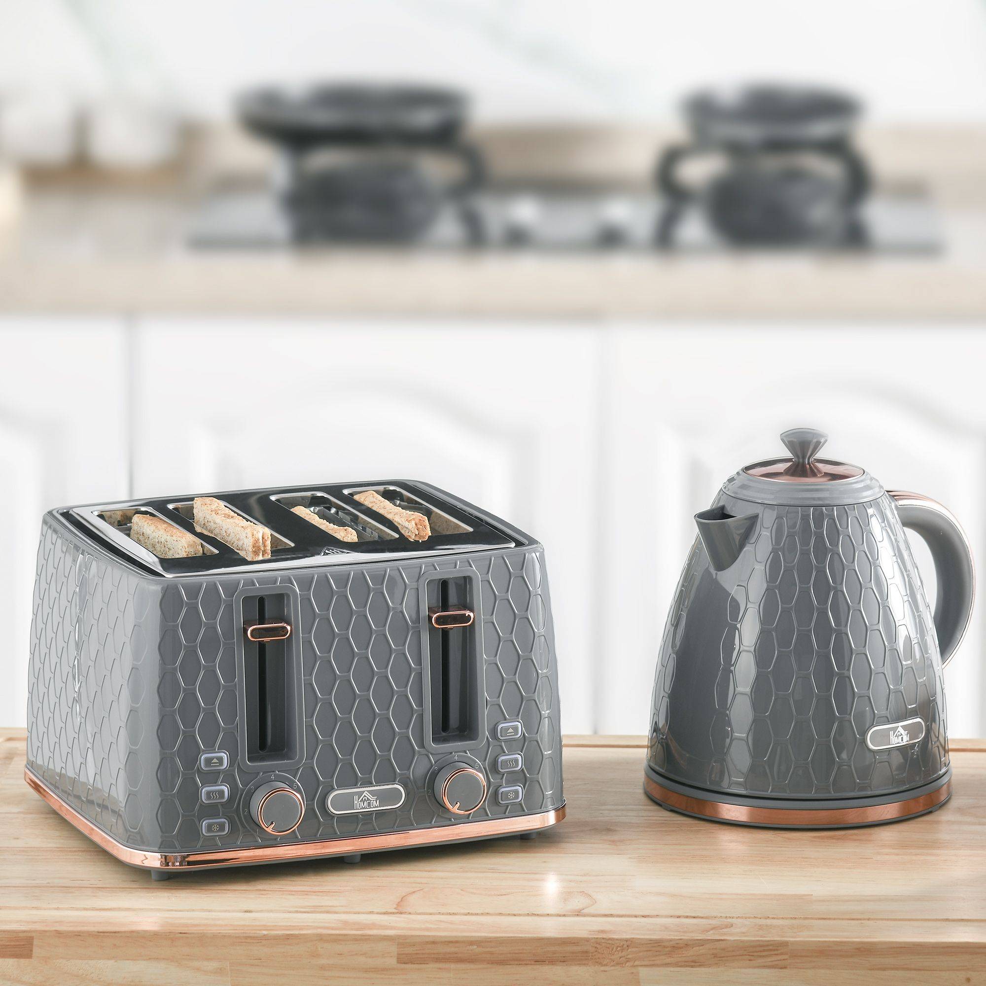 Homcom 1.7L 3000W Fast Boil Kettle Toaster Set