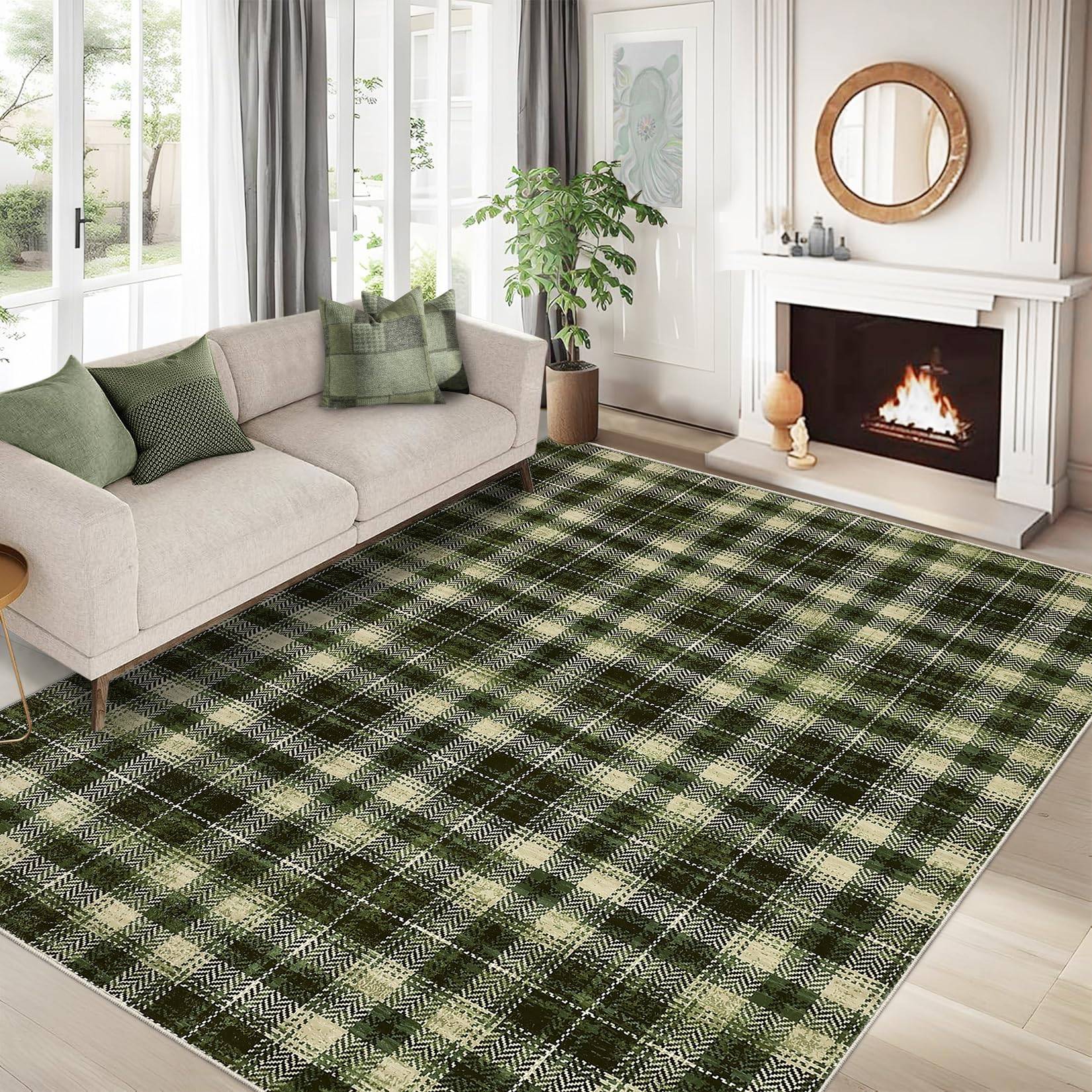 Machine washable area rugs Garvee Machine Washable Area Rug 6x9 Green