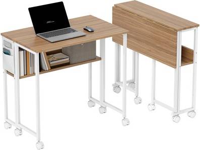 Homcom 80cm Foldable Computer On Wheels Writing Desk