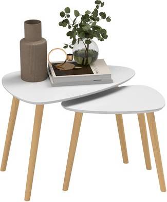 Homcom Grey Bedside Nesting Tables - 2pcs Nesting Table 2pcs
