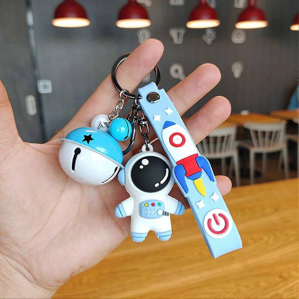 Kikidex Astronaut Keychain Cute Bell Style Space Key Rings - Blue