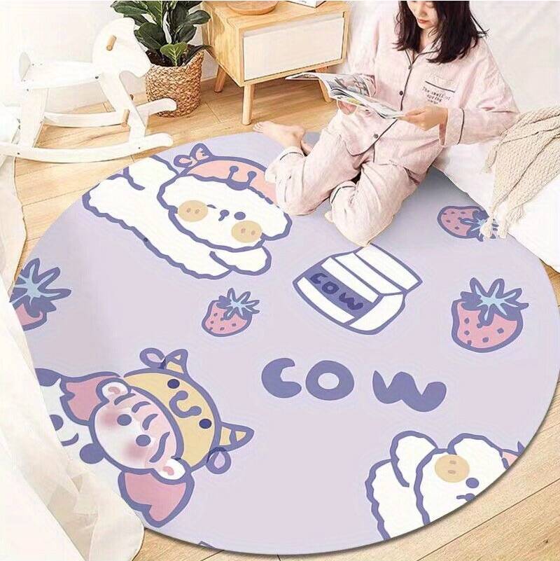 Cartoon Space Astronaut Round Rug Carpet