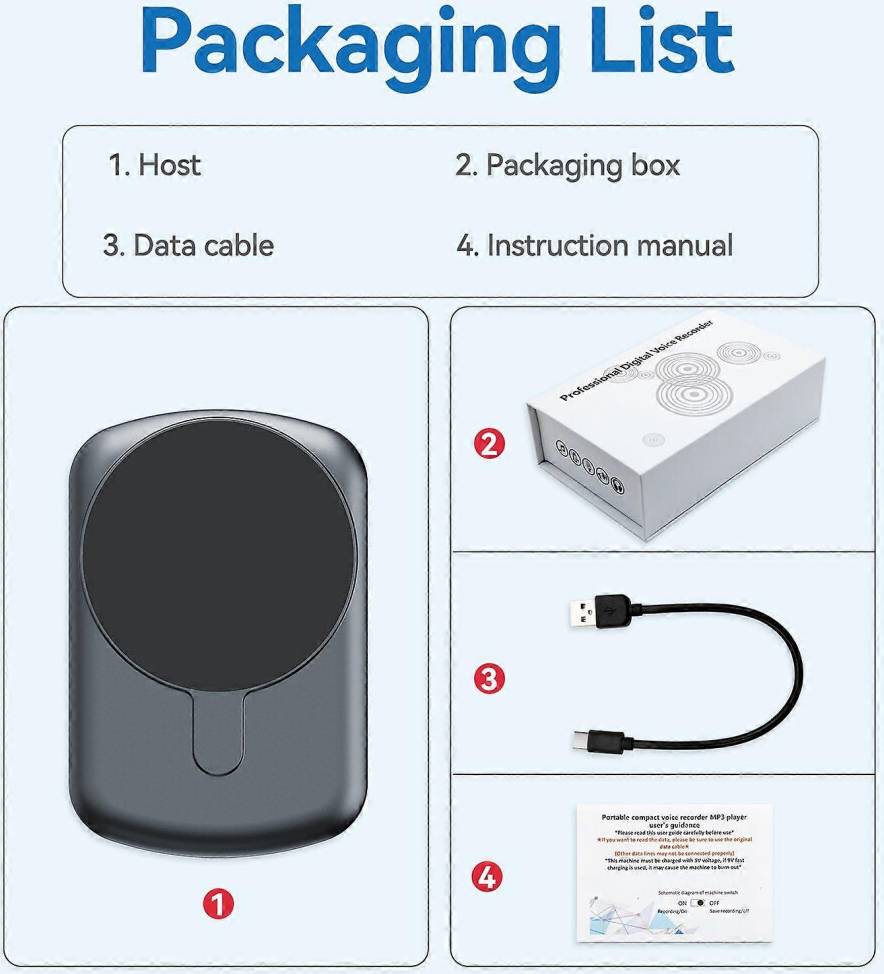 AI Voice Recorder 64GB App Control