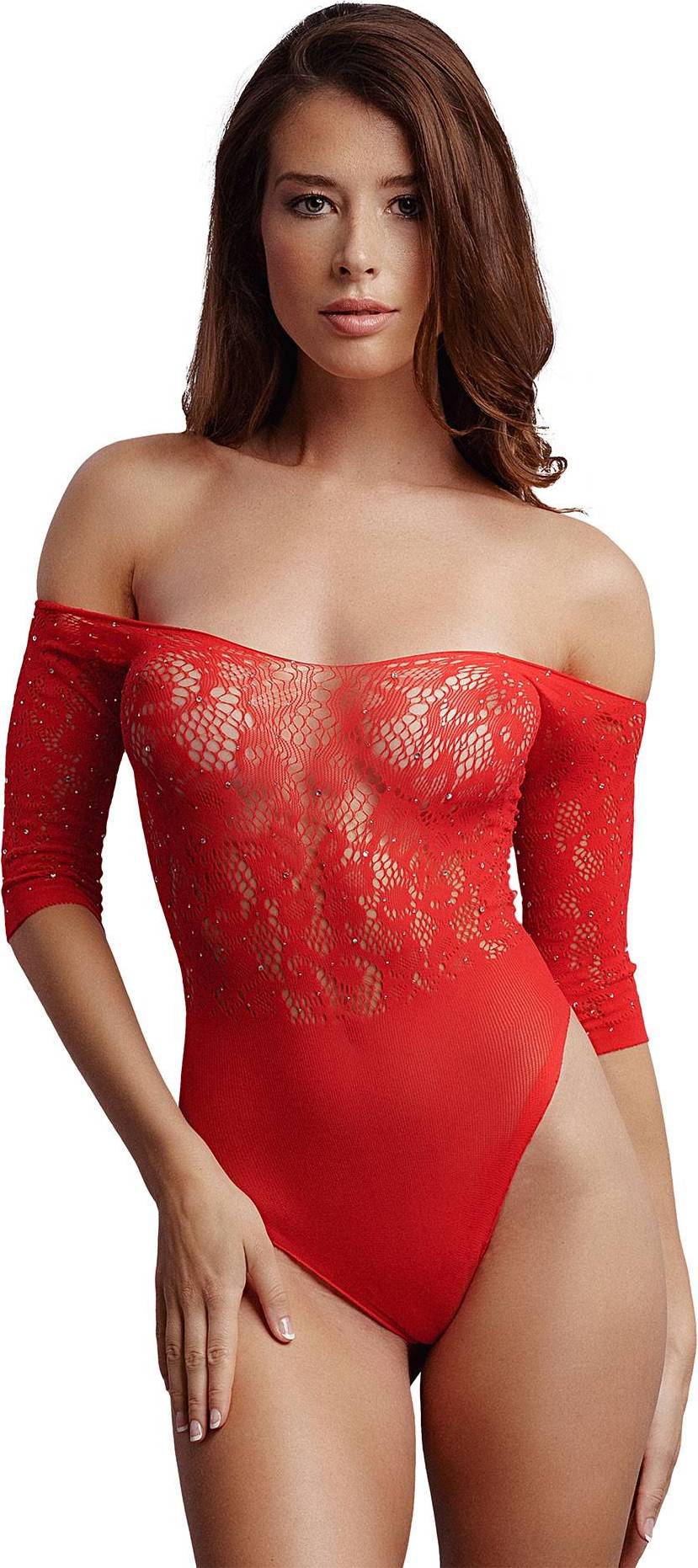 Crotchless Rhinestone Teddy