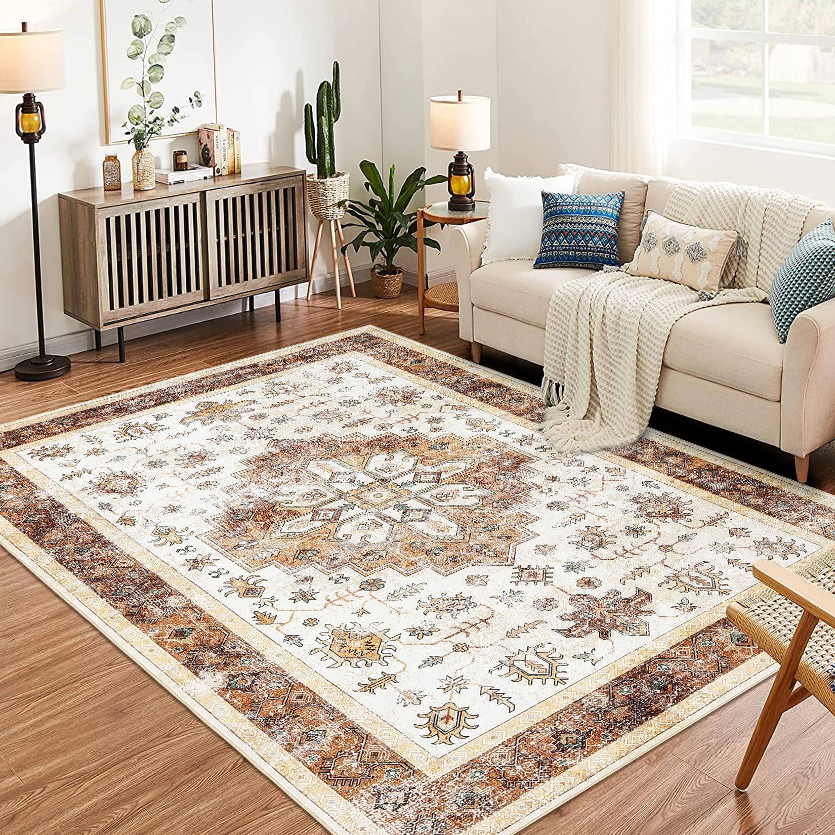 Machine washable area rugs Garvee Large Machine Washable Area Rug 5x7 Brown