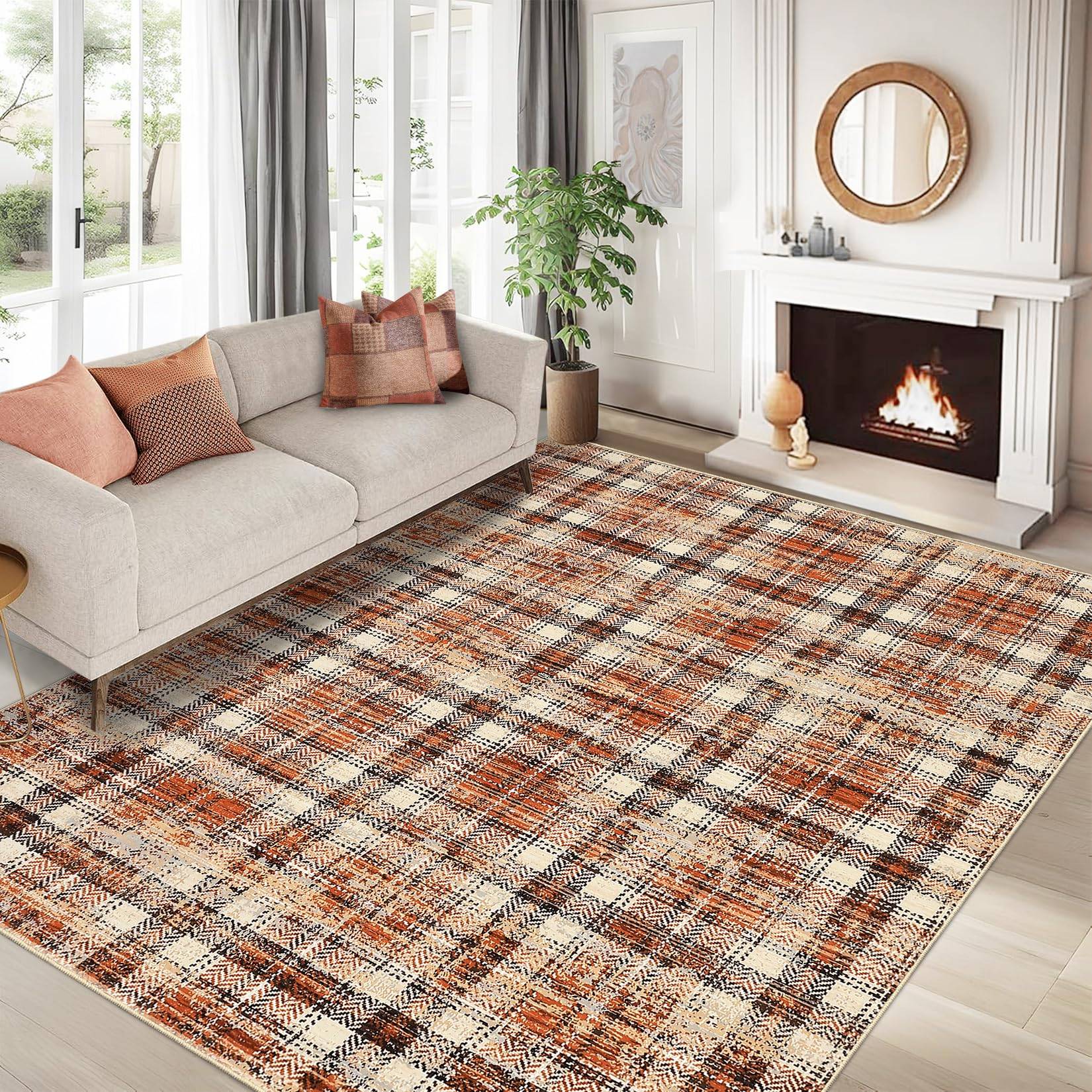 Machine washable area rugs Garvee 5x7 Machine Washable Area Rug Orange