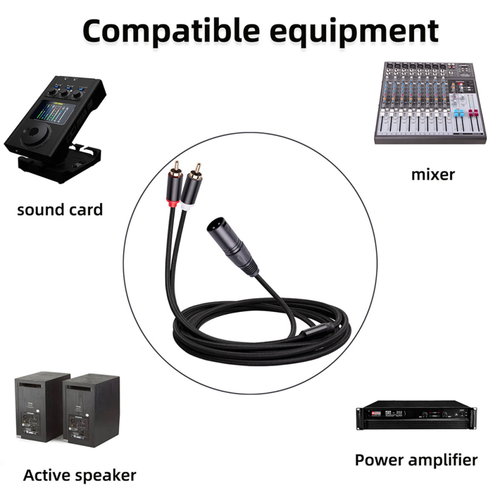 Stereo Audio Cable Amplifier Mixing Plug 2M