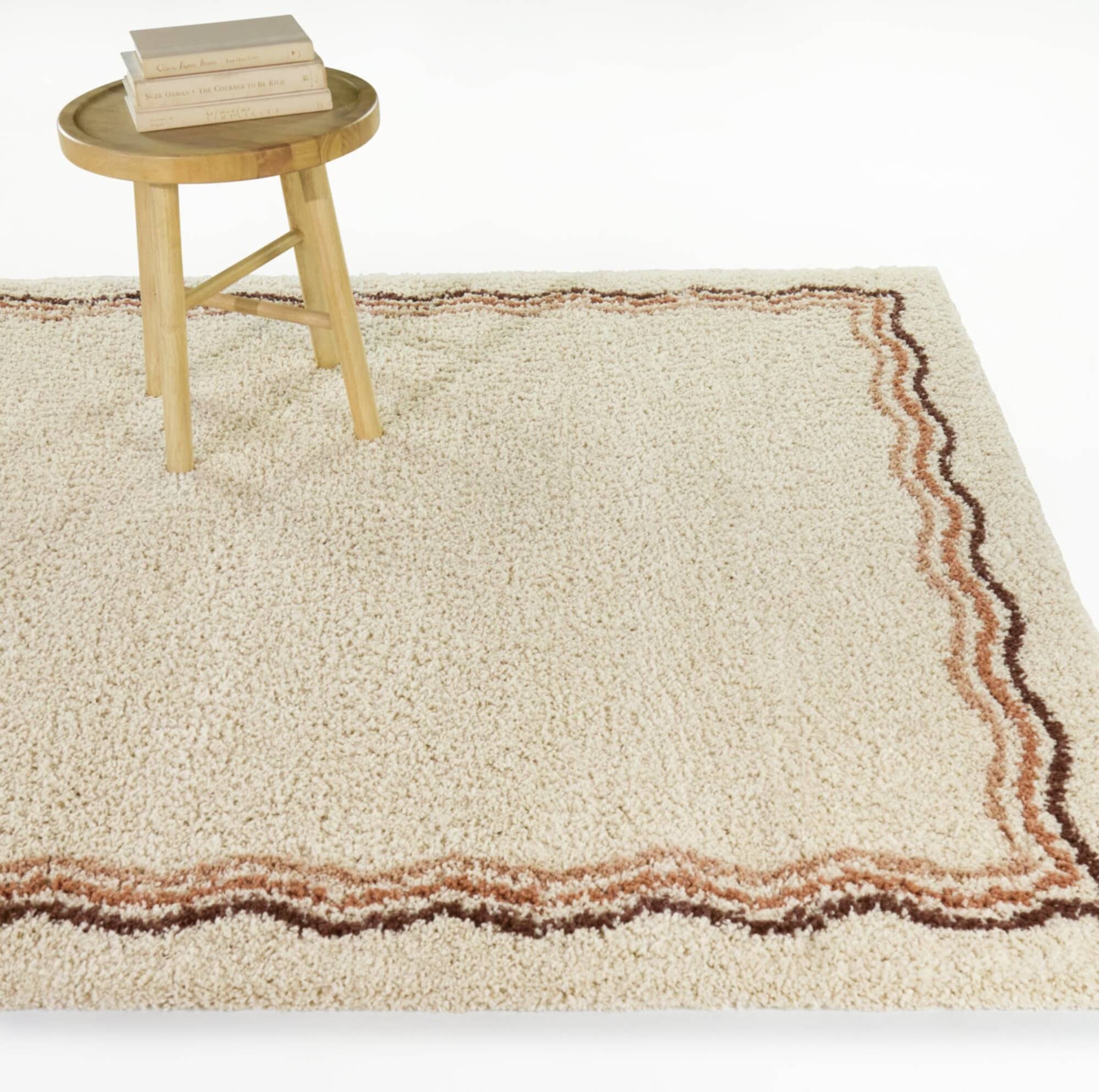 Balta Rugs Ashbery Squiggle Border Area Rug Pink, Red 63x"