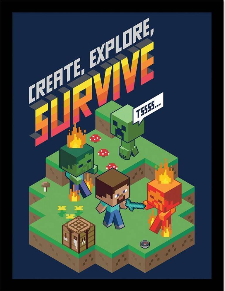 Minecraft Create Explore Survive Framed Poster