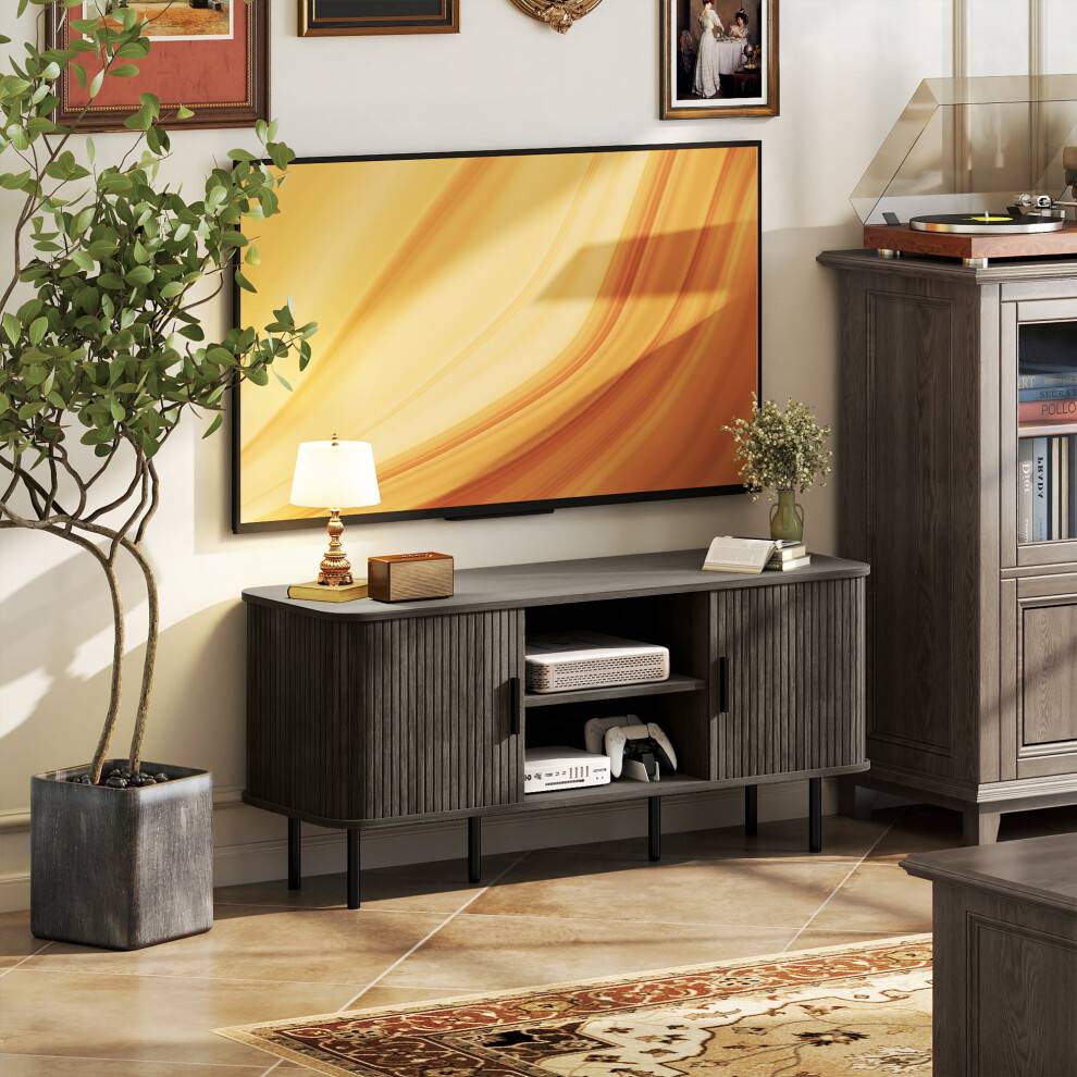 Homcom Unit Cabinet 55 Inches Grey TV Bench