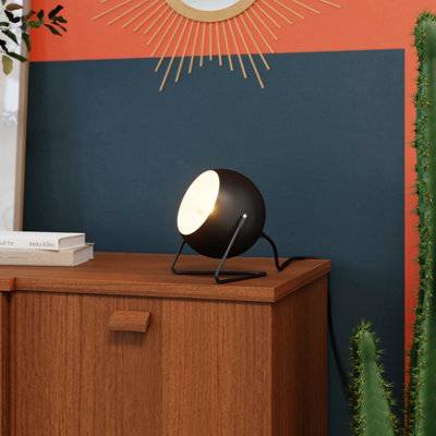 GoodHome Roccheta Round Matt Black Table Lamp
