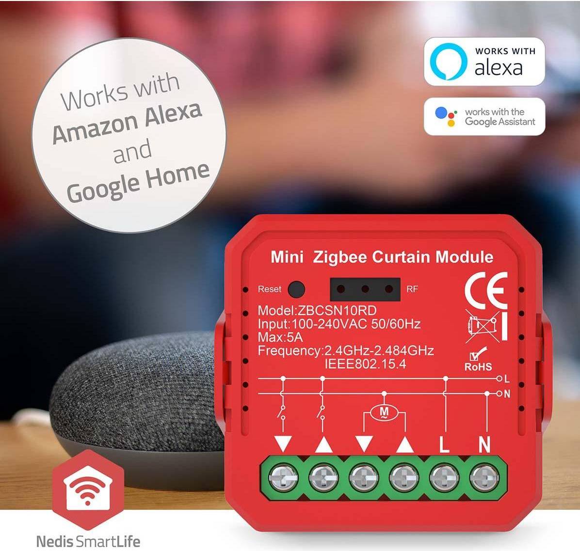 Nedis smart Nedis ZBCSN10RD SmartLife Mini Zigbee Curtain Module - Red