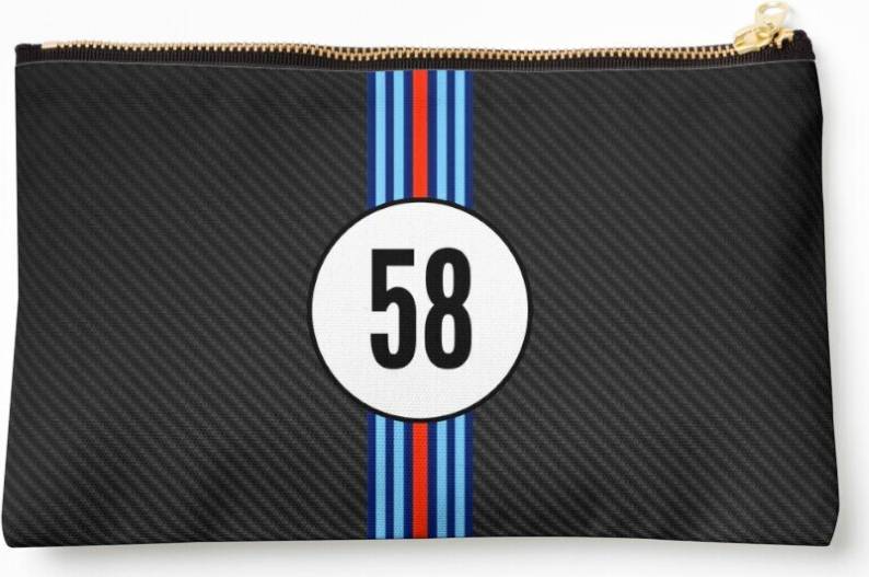 WHIBOS Makeup Bag Racing Stripes Carbon - Zipper Pouch