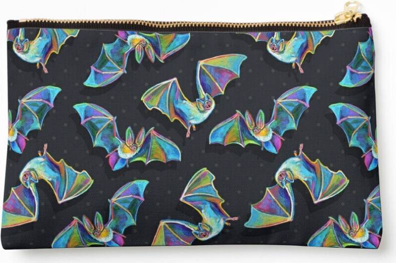 WHIBOS Psychedelic Bat Pattern Cosmetic Organizer