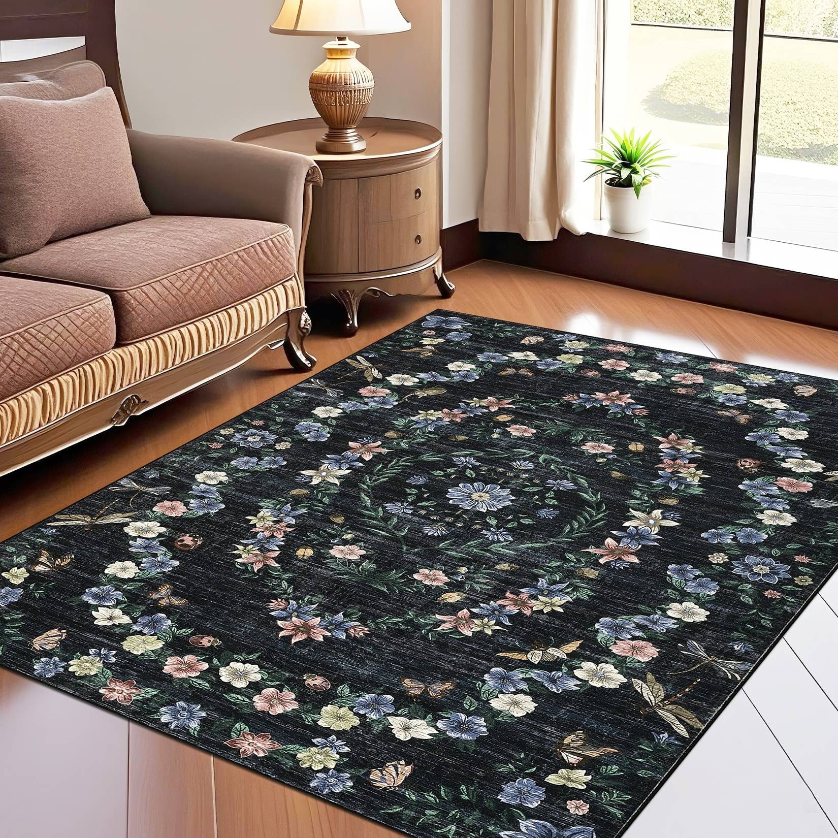 Garvee Modern Insect Botanical Pattern Area Rug